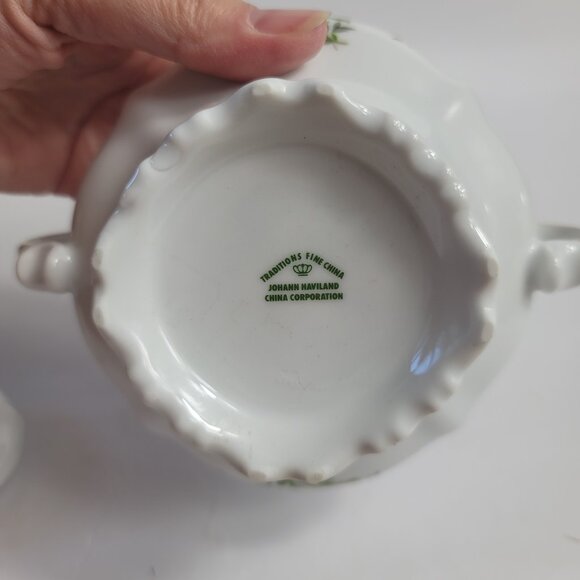 Traditions China Johann Haviland Moss Rose Sugar Bowl White with Pink Roses - Picture 15 of 16